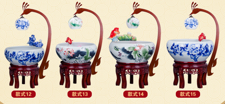 Jingdezhen ceramic aerobic fengshui atomization goldfish bowl cycle gift porcelain filtering home sitting room a goldfish bowl