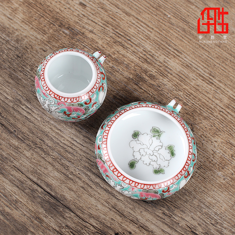 Jingdezhen hand - made green space around branch lotus silver eyes cup two woolly bird feed tank CPU cage accessories
