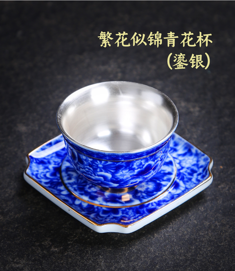 Kung fu tea cup single cup sample tea cup set porcelain Japanese master cup home tea light bowl of blue and white porcelain cups