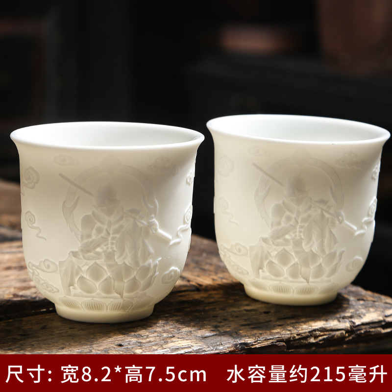 Jingdezhen ceramic paint master cup single CPU suet jade white porcelain tea cups kung fu tea cups. A single