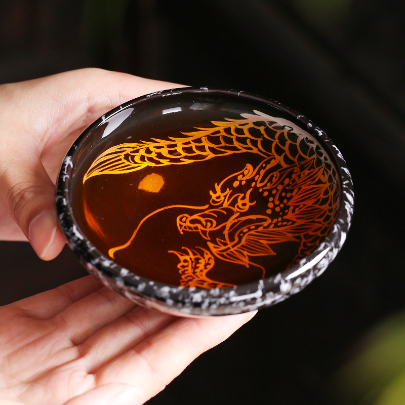 Hand - made built light silver kung fu tea cups ceramic masters cup tea oil droplets, a single sample tea cup bowl accessories