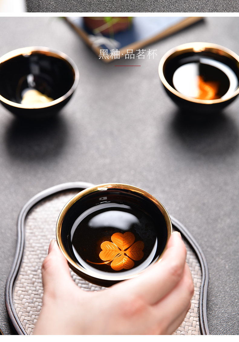 Up with ceramic cups from the oil - lamp can master cup built single cup tea sample tea cup household temmoku glaze small bowl