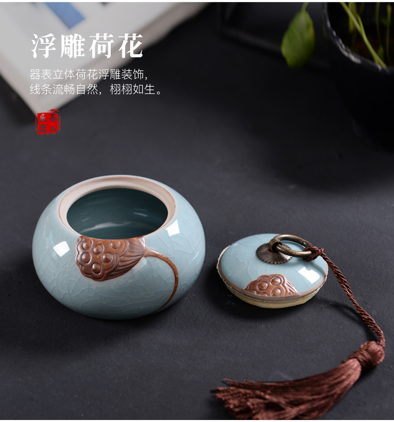 Elder brother up with ceramic POTS large black tea, green tea pu 'er tea caddy fixings box POTS sealed as cans of household