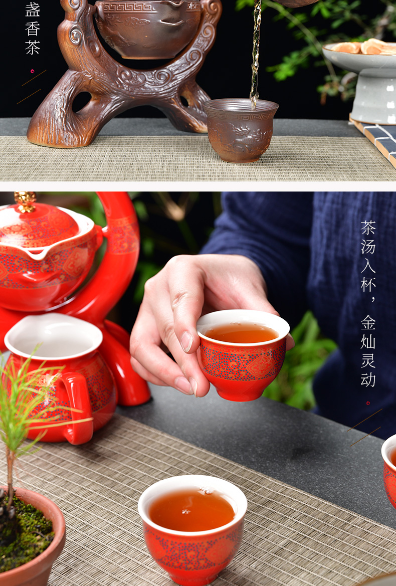 Violet arenaceous kung fu mercifully creative lazy automatic tea hot tureen chai up turn blue of a complete set of Chinese tea