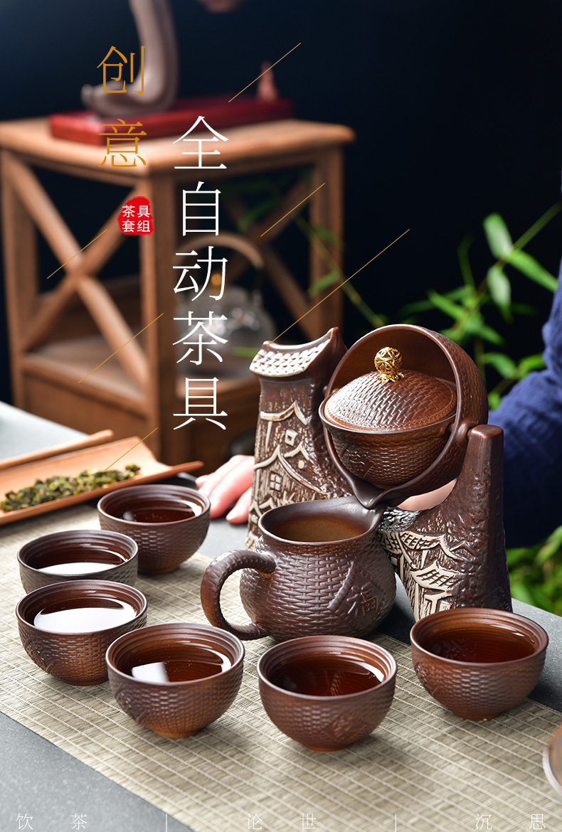 Violet arenaceous kung fu mercifully creative lazy automatic tea hot tureen chai up turn blue of a complete set of Chinese tea