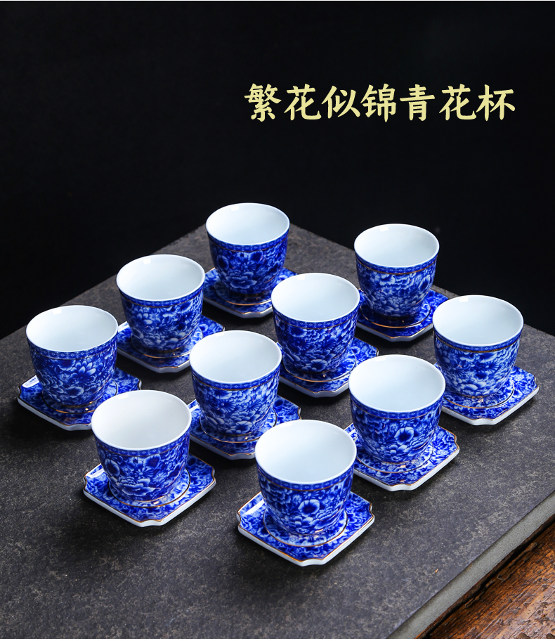 The Master of the blue and white porcelain cup single CPU single sample tea cup jingdezhen ceramic cups kung fu tea set small tea cup cup mat