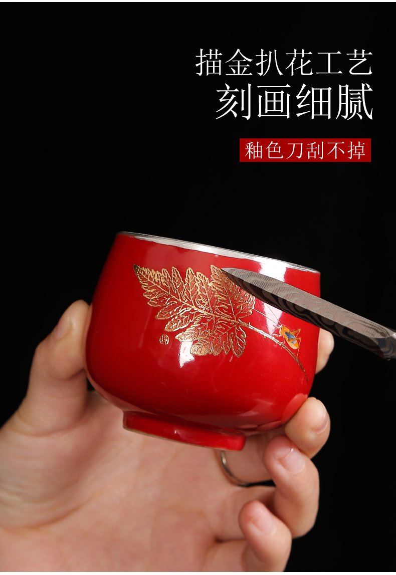 The Master cup pure manual colored enamel porcelain mine loader 999 silver sample tea cup kung fu tea set to build individual cups of tea cups