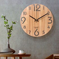  Day Style Retro Hanging Clock Free of punching clock Living room Bedroom individuality Jean wood grain Idea mute modern clock