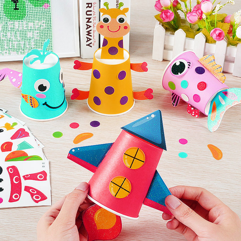 Girl Diy Toddler Hand Made Color Paper Cup Graphics Materials Bag Kindergarten Creative Toys