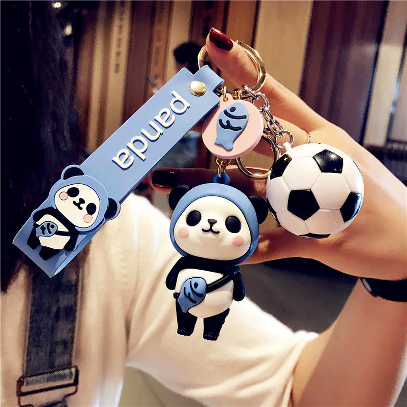 Cartoon Cute Football Small Panda Car Key Pendant Bag Hanging Accessories Creative Key Button Male And Female Couple Pair