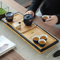 Ji Lan Ying Qing Kuaike cup travel Kung Fu tea set one pot four cups simple tea tray set outdoor portable home