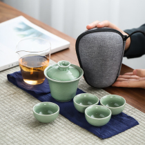 A set of outdoor travel tea set Portable bag-type Ruyao express cup one pot four cups single simple tea pot