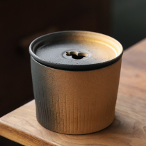 Qiyou ceramics Coarse pottery handmade large Zen tea residue bucket Japanese-style Jianshui antique water bowl Household tea set Tea washing tea ceremony