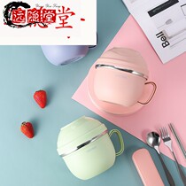 304 steel lunch box with lid lunch box student Rice Bowl double anti-hot work lunch box canteen eating artifact