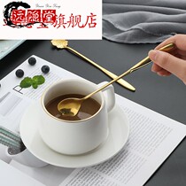 Net red golden cherry blossom petals spoon long handle coffee spoon dessert spoon creative cute mixing spoon stainless steel spoon