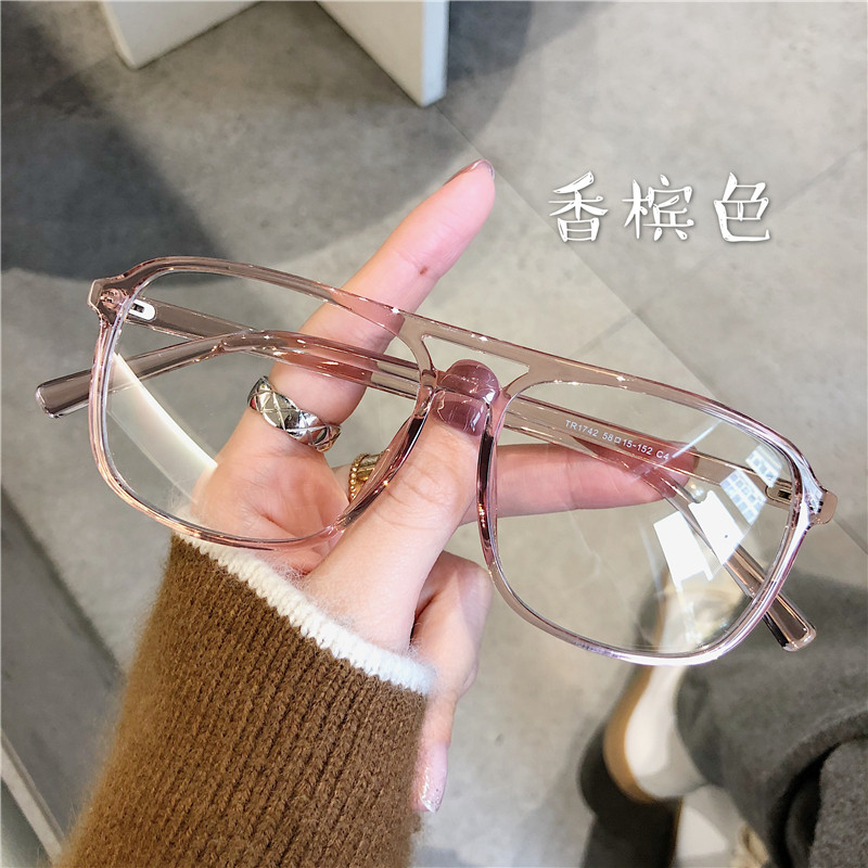 Ultra light TR Eye frame female pilot with the same champagne-worthy degree vegan slim eye frame Korean version Chaumen