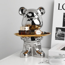 Violent bear light and luxurious ceramic key containing swing piece Xuan Entrance Door entrance Living room Tea Table Tray Decorated Shelve