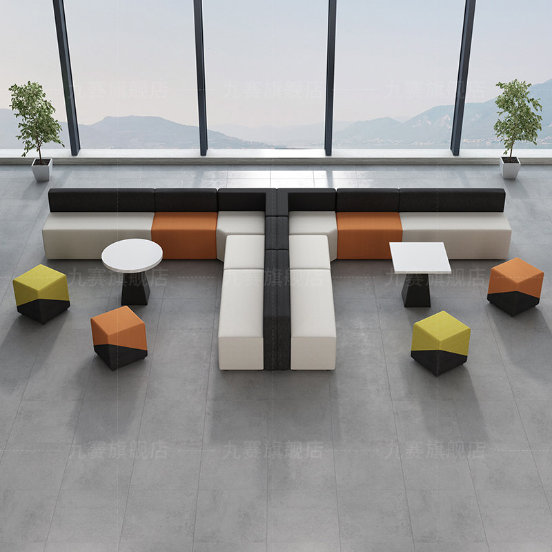 Creative leisure sofa rest area simple modern training institution sofa office reception sofa coffee table combination