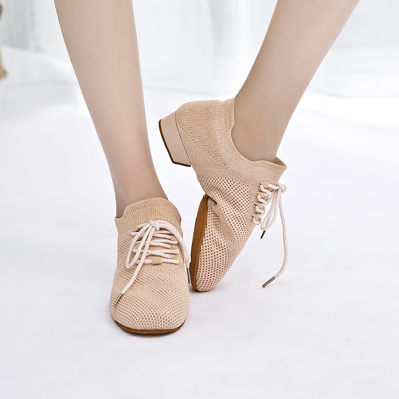 BSY Frost edge new breathable Latin dance training teacher shoes flat-heeled female adult indoor soft bottom jazz dance summer