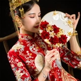 Свадебная церемония невесты из букета китайского древнего бриза фанаты Xiuhe Service Fanmade Fan Diy Material Satch