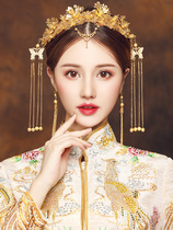 Xiuhe headdress Bride Xiuhe costume ancient costume wedding Chinese wedding atmospheric tassel Phoenix Crown Walking crown hair ornament female
