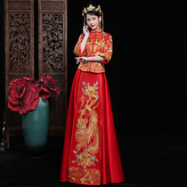 Xiuhe dress bride 2021 new toast dress Chinese wedding dress Dragon and phoenix coat out of the cabinet dress couple show kimono summer