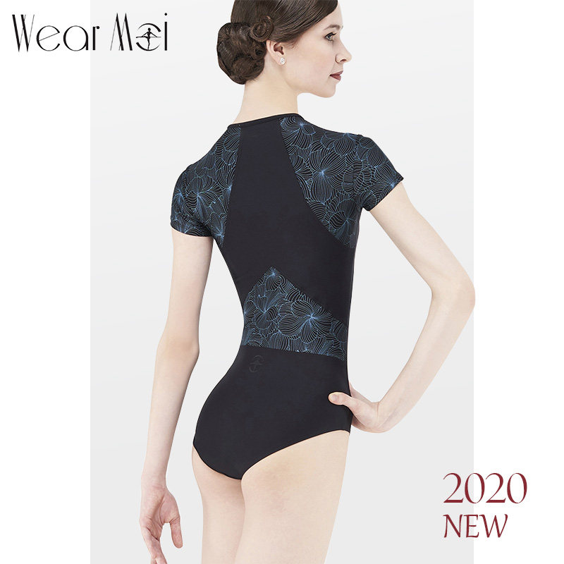 Wear Moi's new ballet dress Spring and Autumn Dance Practice Suit Short Sleeve Lace Shaped Bodywork Suit Yoga Suit HELIX