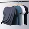 Quick-drying short-sleeved men's summer new men's simple and versatile casual training ice silk breathable loose running T-shirt