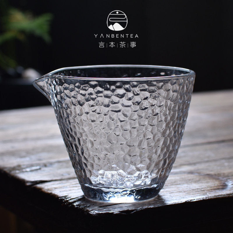 Word Japanese style hammer vein heat resistant thickened glass fair cup korn tea with tea sea sub-tea ware flower tea cup large number