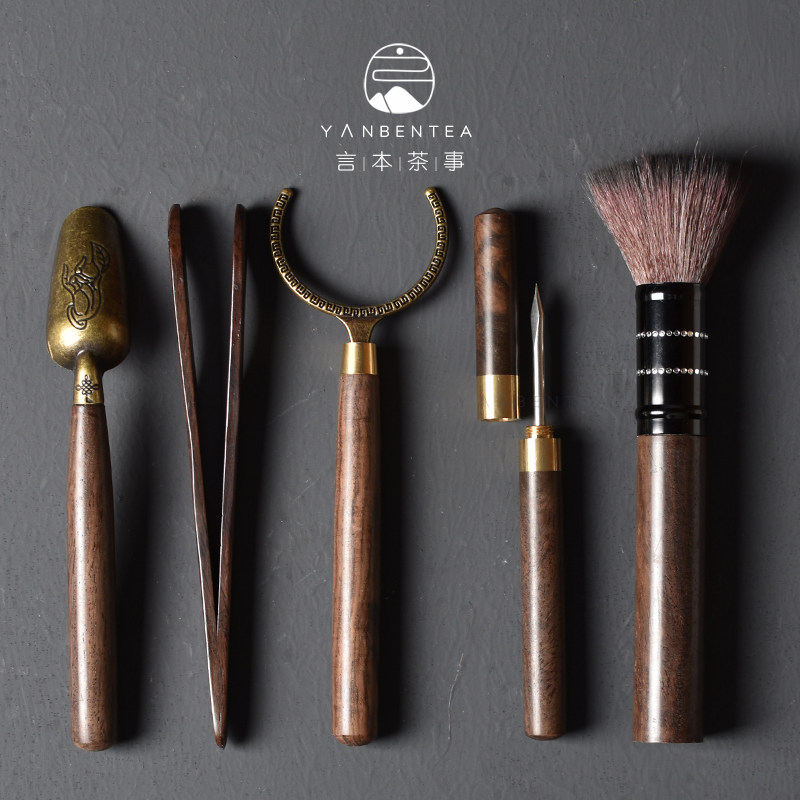 Word bento tea path 6 gentlemen's suit Gongfu tea accessories tea making tool copper tea, then tea fork cup clamp Pu'er tea