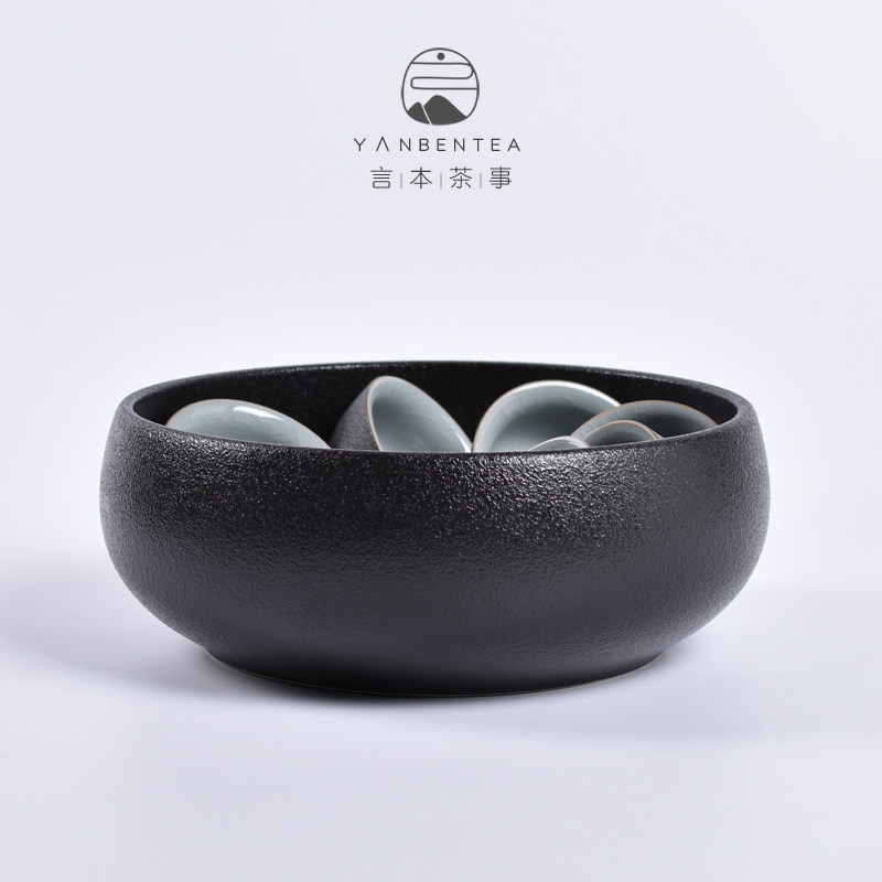 Talk Ben Zen Wind Black Pottery Big Number Tea Wash Day Style Kongfu Tea Furniture Set Group Home Minimalist Tea Art Accessories Tea Residue Vat