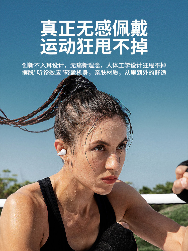 Officially Compatible Apple Bone Conduction Bluetooth Earphones, Wireless Clip-On Ear-Hook Sports Earphones, Non-In-Ear, 2024 New Model