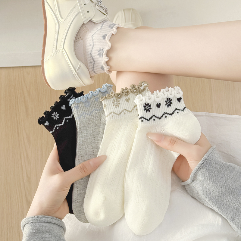 White Thin Hollow-Out Bow Socks for Women, Summer Sweet Lace Breathable Short Socks, Non-Slip Mesh Breathable White Thin Hollow-Out Bow Socks for Women, Summer Sweet Lace Breathable Short Socks, Non-Slip Mesh Breathable
