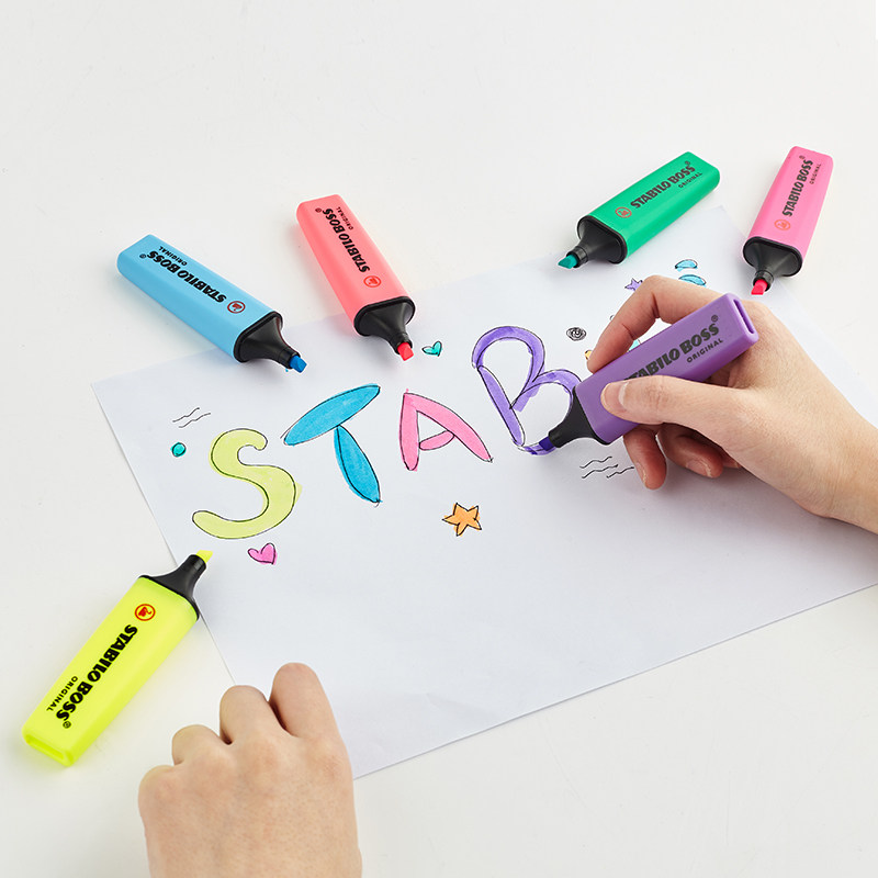  Germany imported STABILO Si pen Le Bosler BOSS Macaron color fluorescent pen for students with large capacity candy color cute small fresh marker pen color light color marker pen