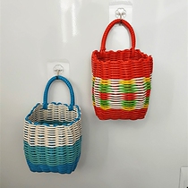  Electric car small hanging basket Plastic woven basket bath blue bathroom basket Mini small basket Bathroom portable storage basket