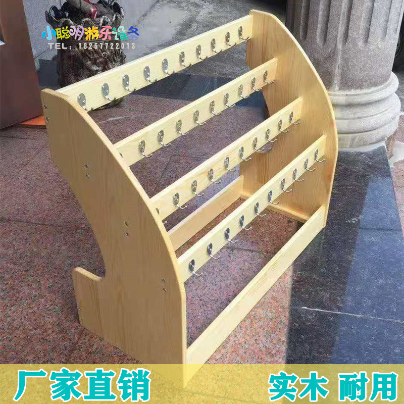 Kindergarten solid wood towel rack Children's removable log wood camphor pine towel rack detachable factory direct sales