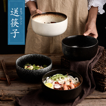Japanese style household instant noodle bowl with lid single lunch ceramic bowl student dormitory lunch box easy to clean bowl chopsticks set