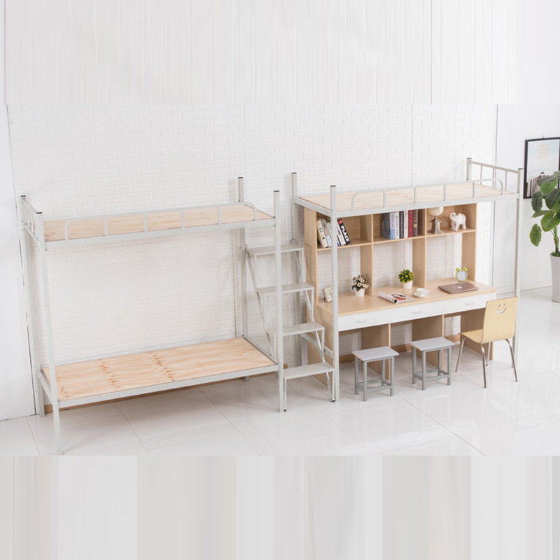 Double bunk bed factory direct sales solid unit wrought iron bed adult dormitory bed under the table loft apartment bed