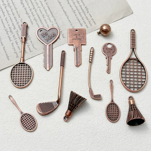 Ретро металлический аксессуар ручной работы, аксессуары для ключей, креативный брелок для бадминтона, подвеска, креативный подарок