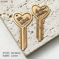 [Античный немой золотой* кулон-ключ в форме сердца] 1 шт.