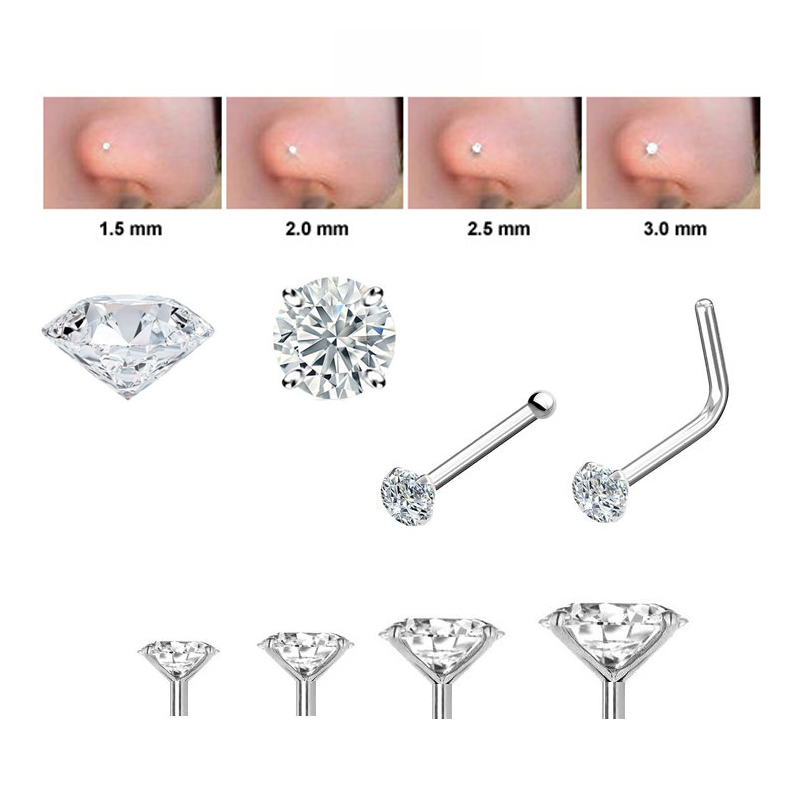 ヒートウェーブピアス、小さなダイヤモンド、チタンスチール、スーパーフラッシュジルコン、耳骨ネイル、小さな耳ネイル、見えない耳ネイル、鼻ネイル、鼻リングジュエリー