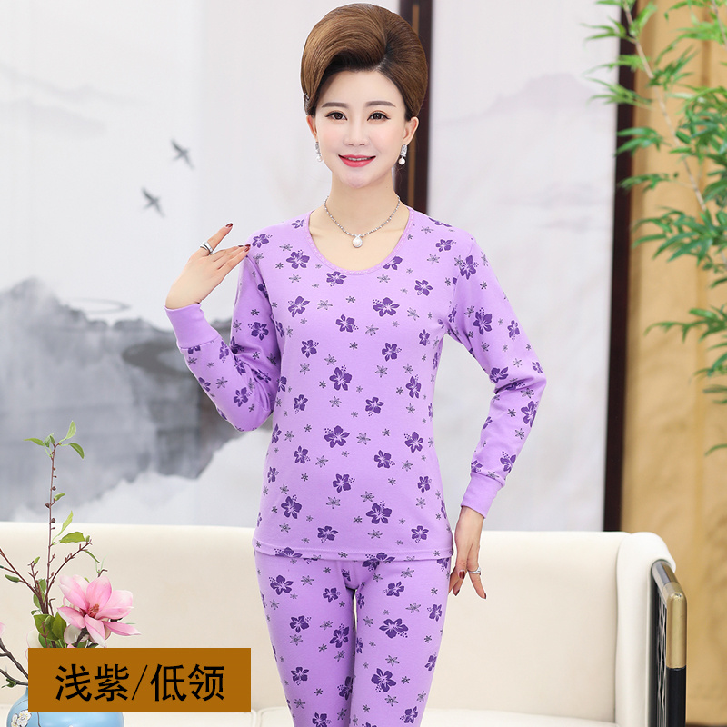 . Womens trung niên bông cao cổ quần mùa thu thiết lỏng cũ đồ lót đồ lót người ấm áp mà không cần nhung đầy đủ.