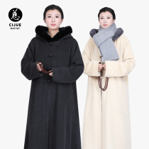 Ci Je winter warm plush meditation cloak with sleeves meditation cloak thickened monk clothing coat trench coat