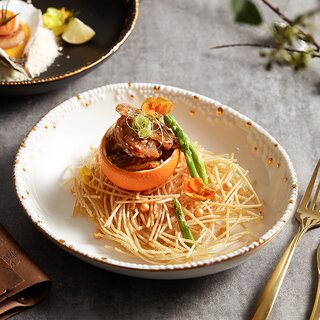 Nordic Light Luxury Style Large Household High-End Internet-Famous Ceramic Tableware Spaghetti Rice Bowls and Plates