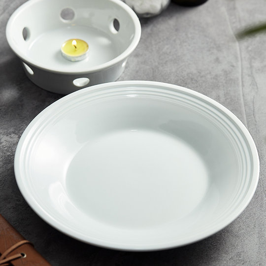 Plate, high-end artistic conception dish, fish plate, household stove plate set, ceramic round abalone health soup plate, solid alcohol stove