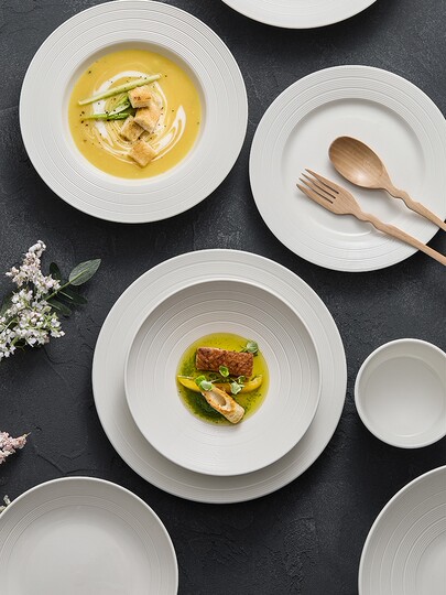 High-end dishes set for home use new simple tableware ceramic dish plate rice bowl housewarming gift box set 2025