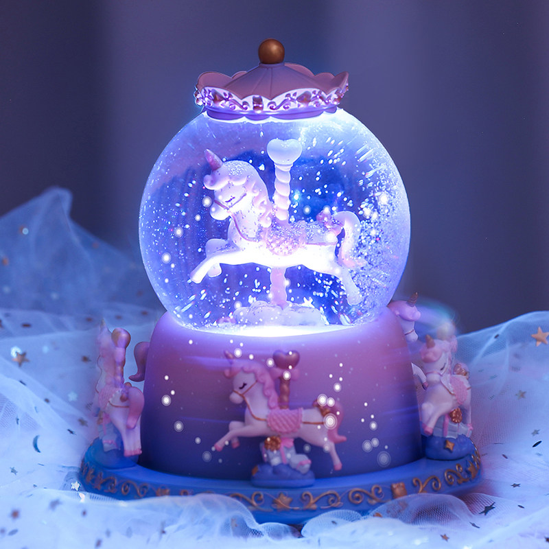 Carousel Eight-tone Box Water Crystal Ball Music Box Children Girl Princess Girlfriends Senior Feel Birthday Gift Hem-Taobao