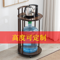 Movable tea car round home tea table simple tea tray integrated water Tea rack living room sofa shelf