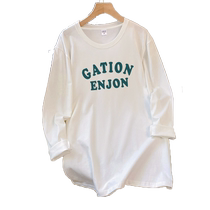 Maternity autumn long-sleeved T-shirt pure cotton loose casual fashion all-match top mid-length inner bottoming shirt autumn