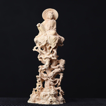 Small leaf boxwood carving ornaments free Guanyin home Zen Chinese solid wood Buddha sculpture carving process handmade writing
